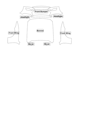 Ford Mustang (Convertible) 2024 — Full Front kit - labelled pieces