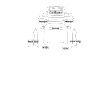 Ford Mustang (Fastback) 2018 — Full Front kit - labelled pieces