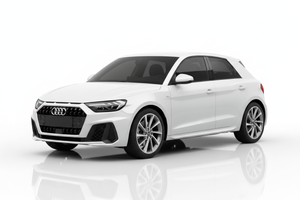 2019 Audi A1 - 3/4 View Tinted Windows White Background