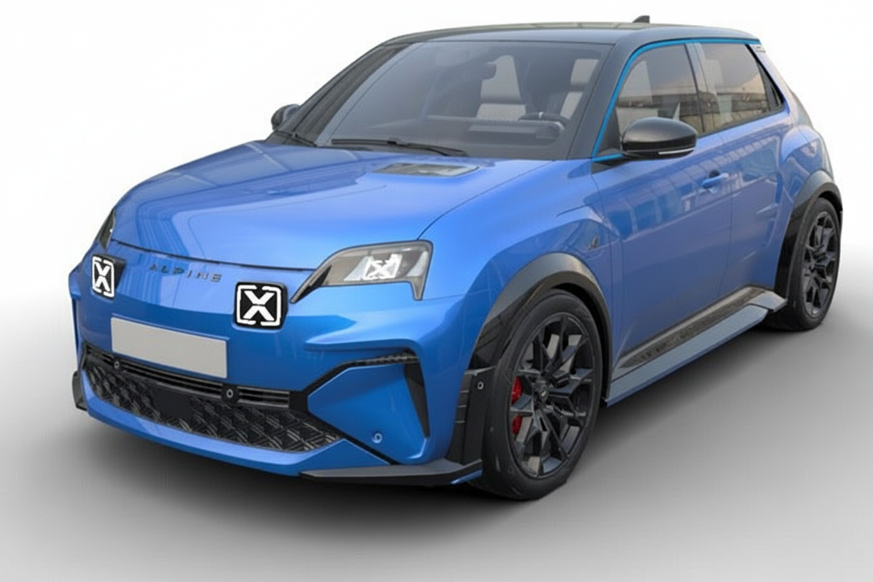 Alpine A290 with tinted windows on white background