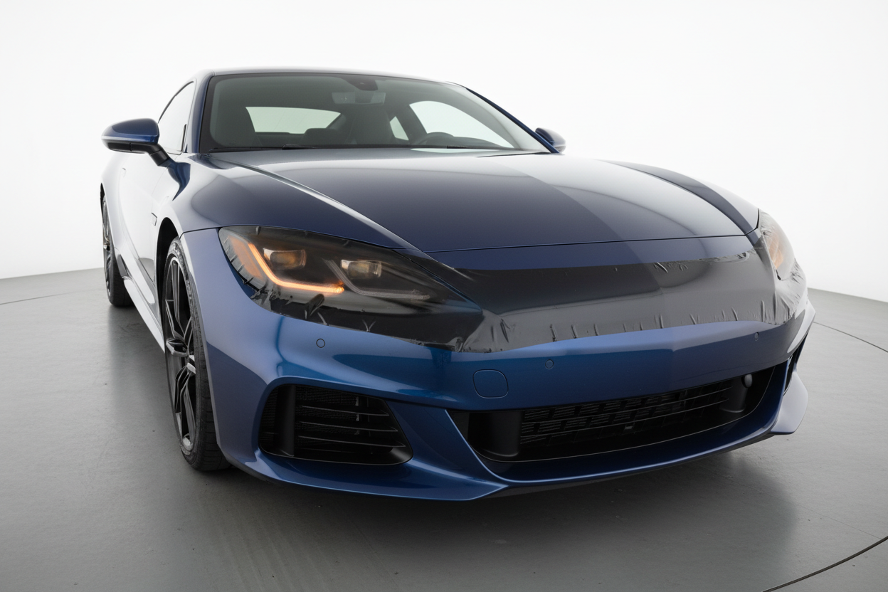 darker tinted ppf film on headlight