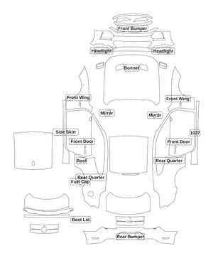 Ford Mustang (Fastback) 2018 — Full Car kit - labelled pieces