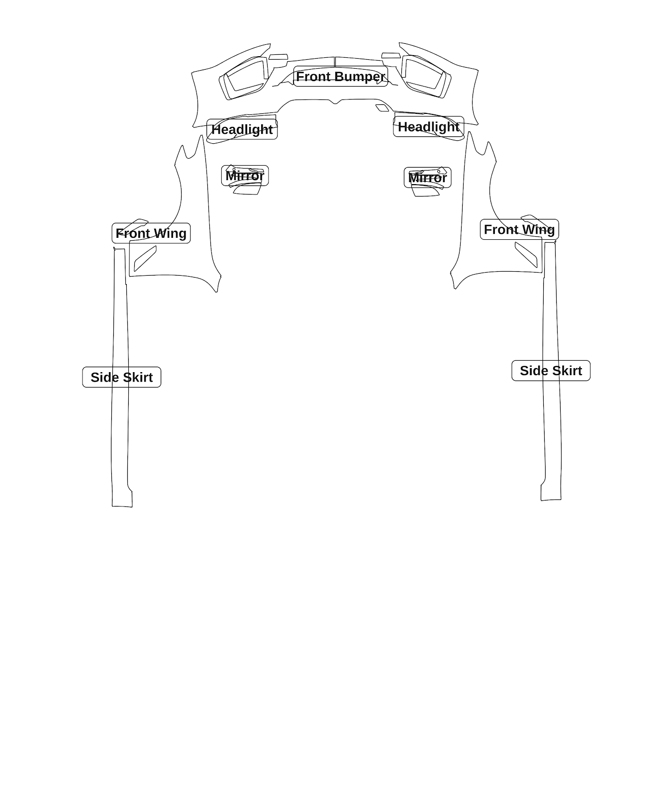 BMW 5 Series 2021 — Track Pack kit - labelled pieces