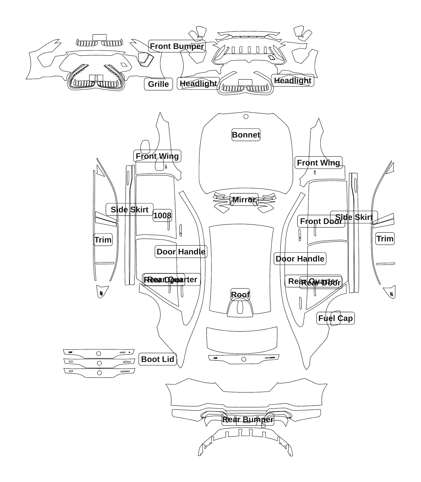 BMW i5 2024 — Full Car kit - labelled pieces