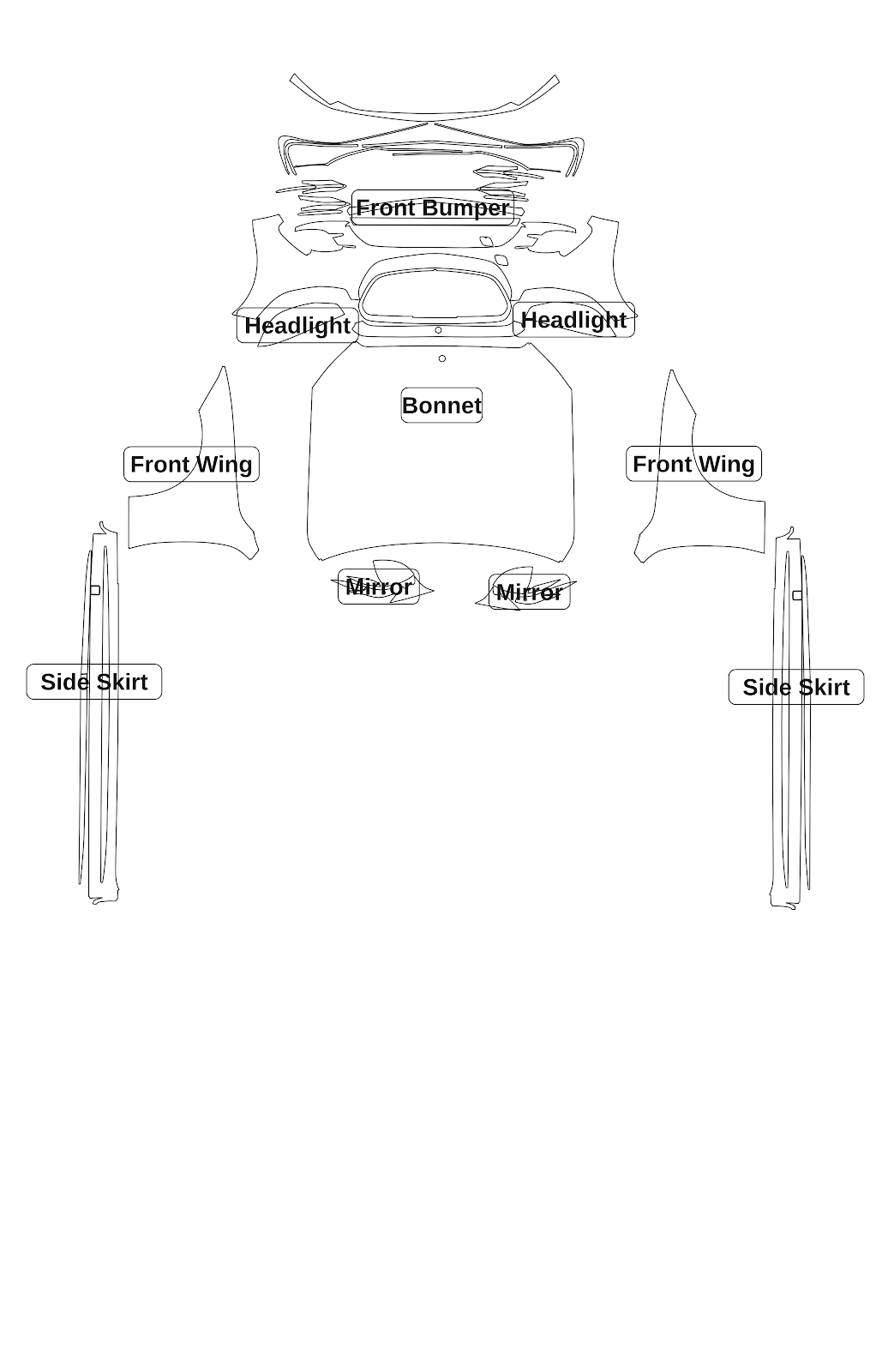 Mercedes-Benz S-Class (LWB) 2021 — Track Pack kit - labelled pieces