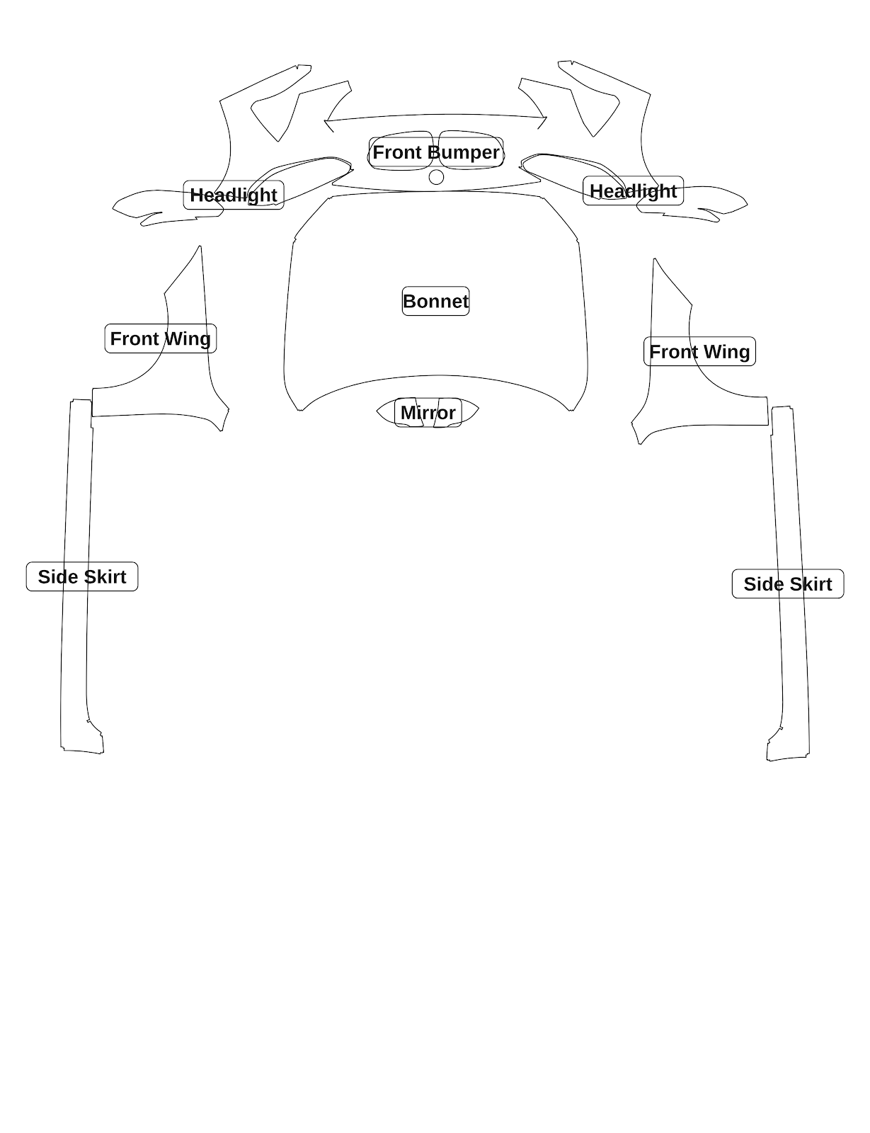BMW 1 Series 2020 — Track Pack kit - labelled pieces