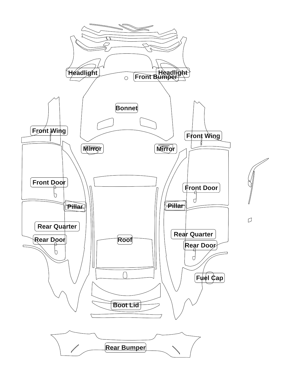 Mercedes-Benz GLE Coupe (AMG 63) 2015 — Full Car kit - labelled pieces