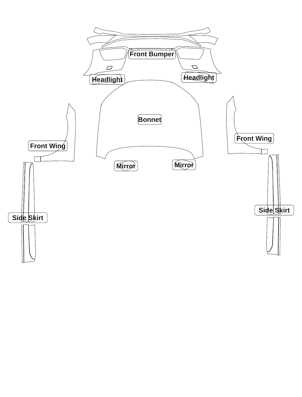 Audi Q5 2018 — Track Pack kit - labelled pieces