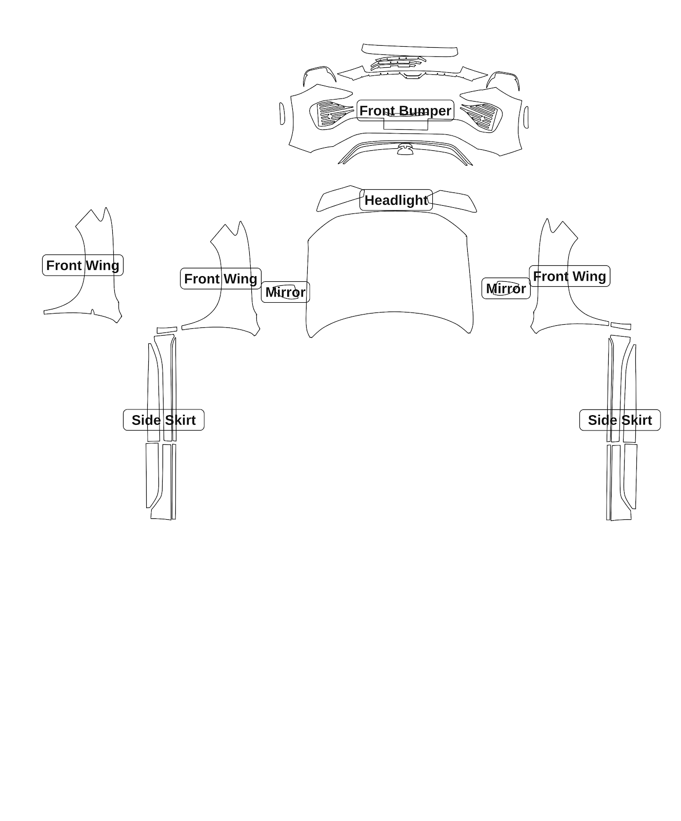Volkswagen Tayron 2023 — Track Pack kit - labelled pieces