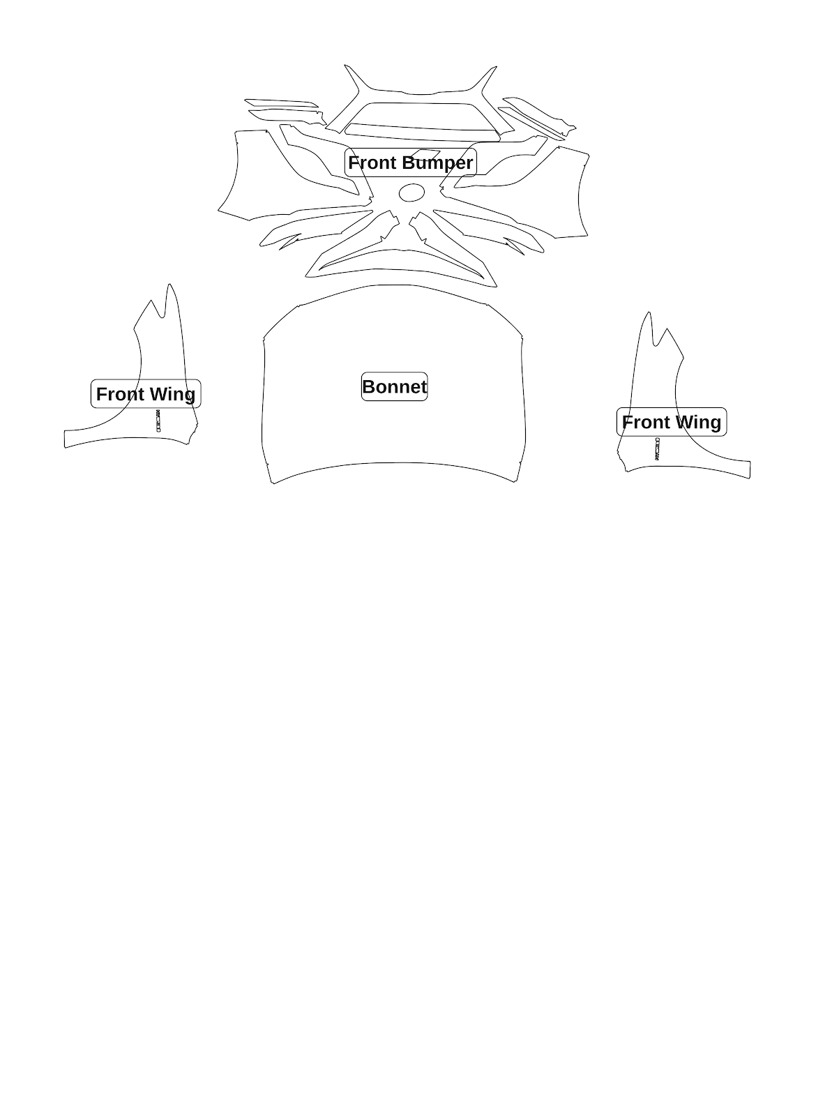 Toyota Camry 2018 — Full Front kit - labelled pieces