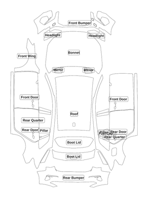 Audi A3 (Hatchback) 2021 — Full Car kit - labelled pieces