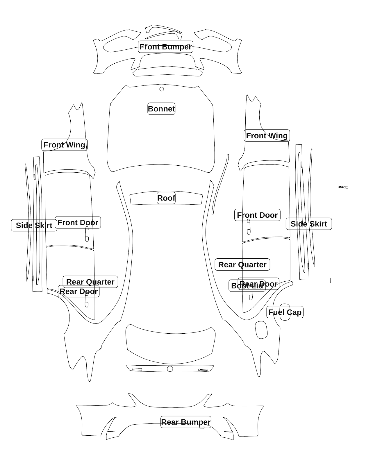 Mercedes-Benz C-Class (Saloon) 2017 — Full Car kit - labelled pieces