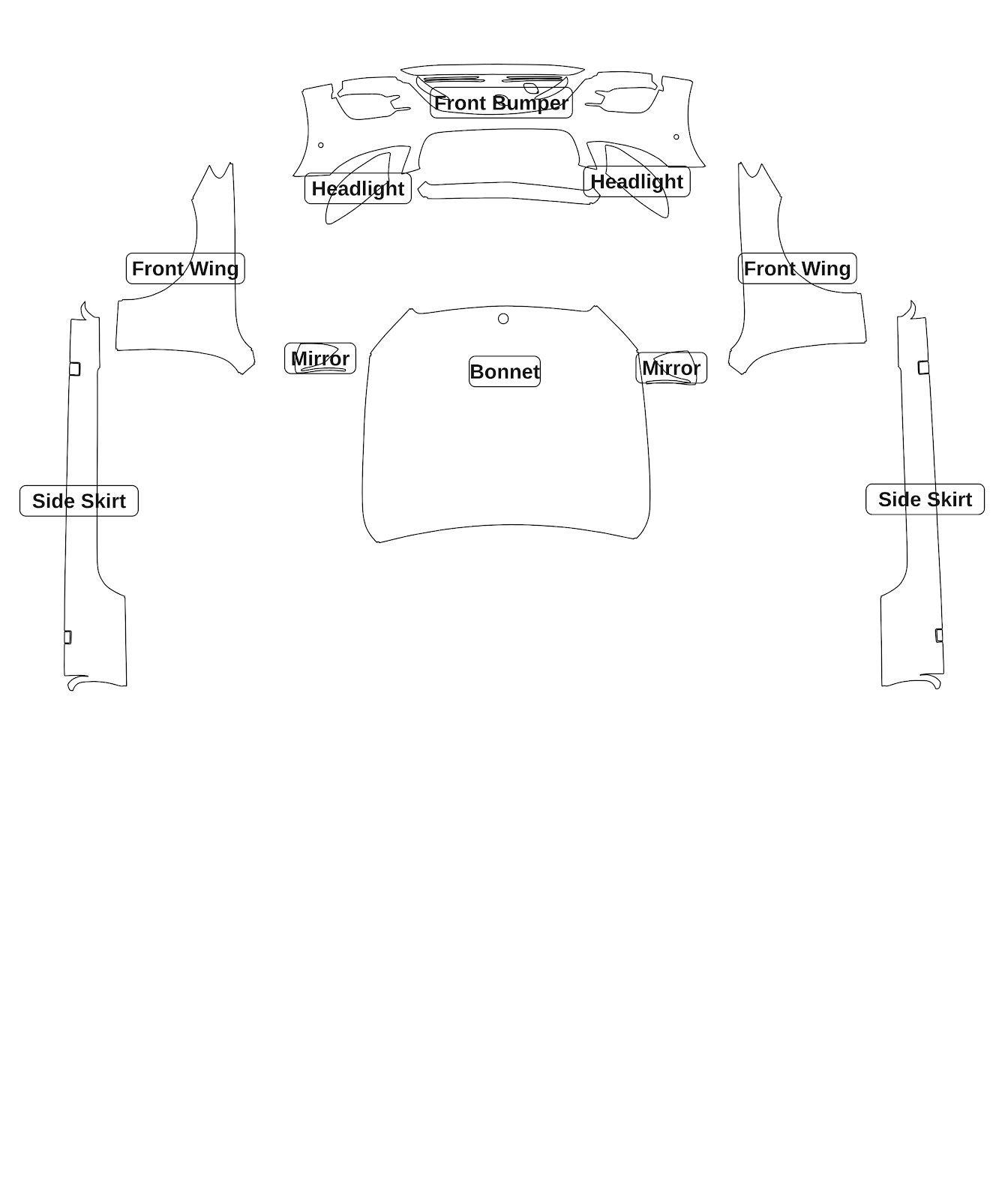 Mercedes-Benz E-Class (Coupe) 2018 — Track Pack kit - labelled pieces