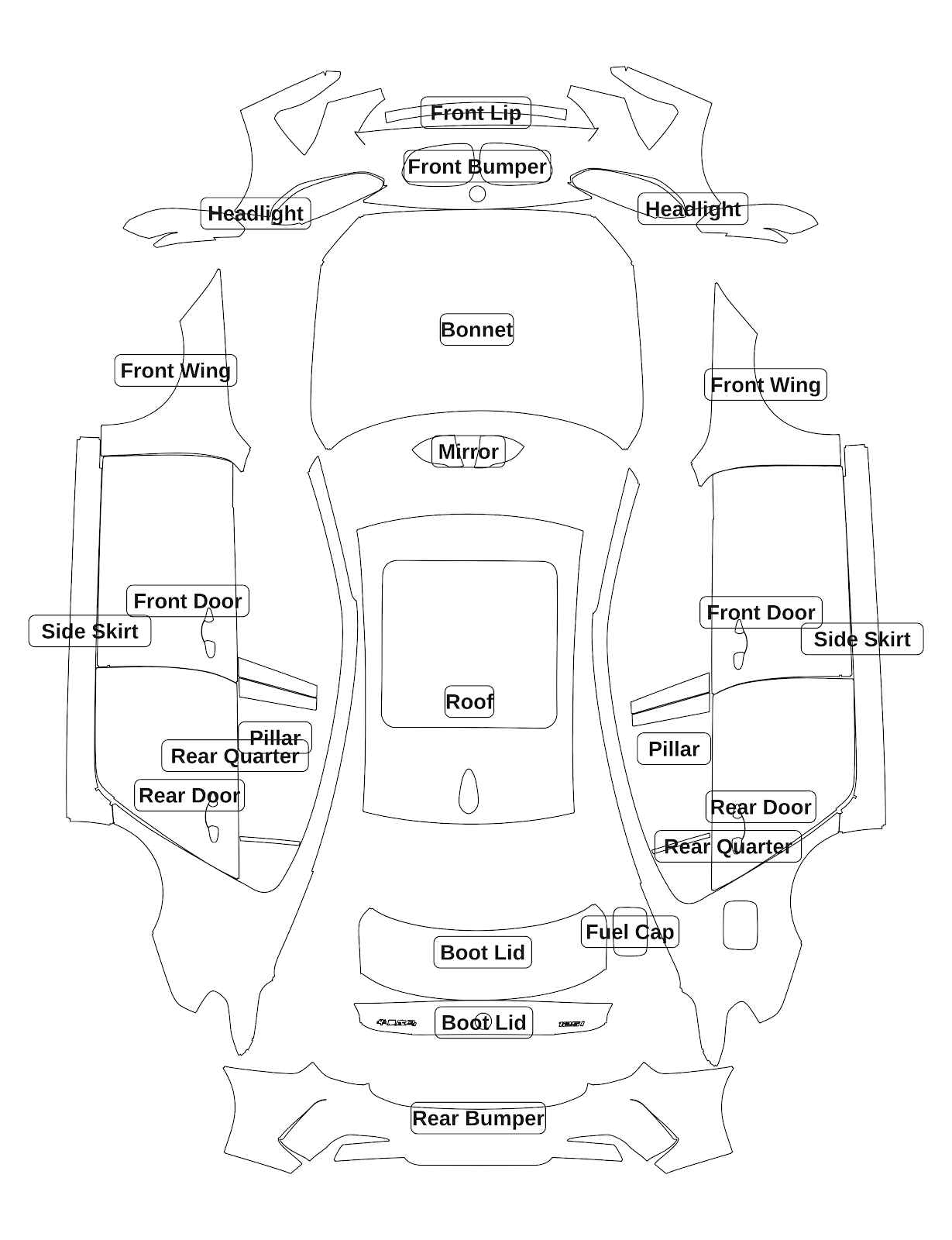 BMW 1 Series 2020 — Full Car kit - labelled pieces