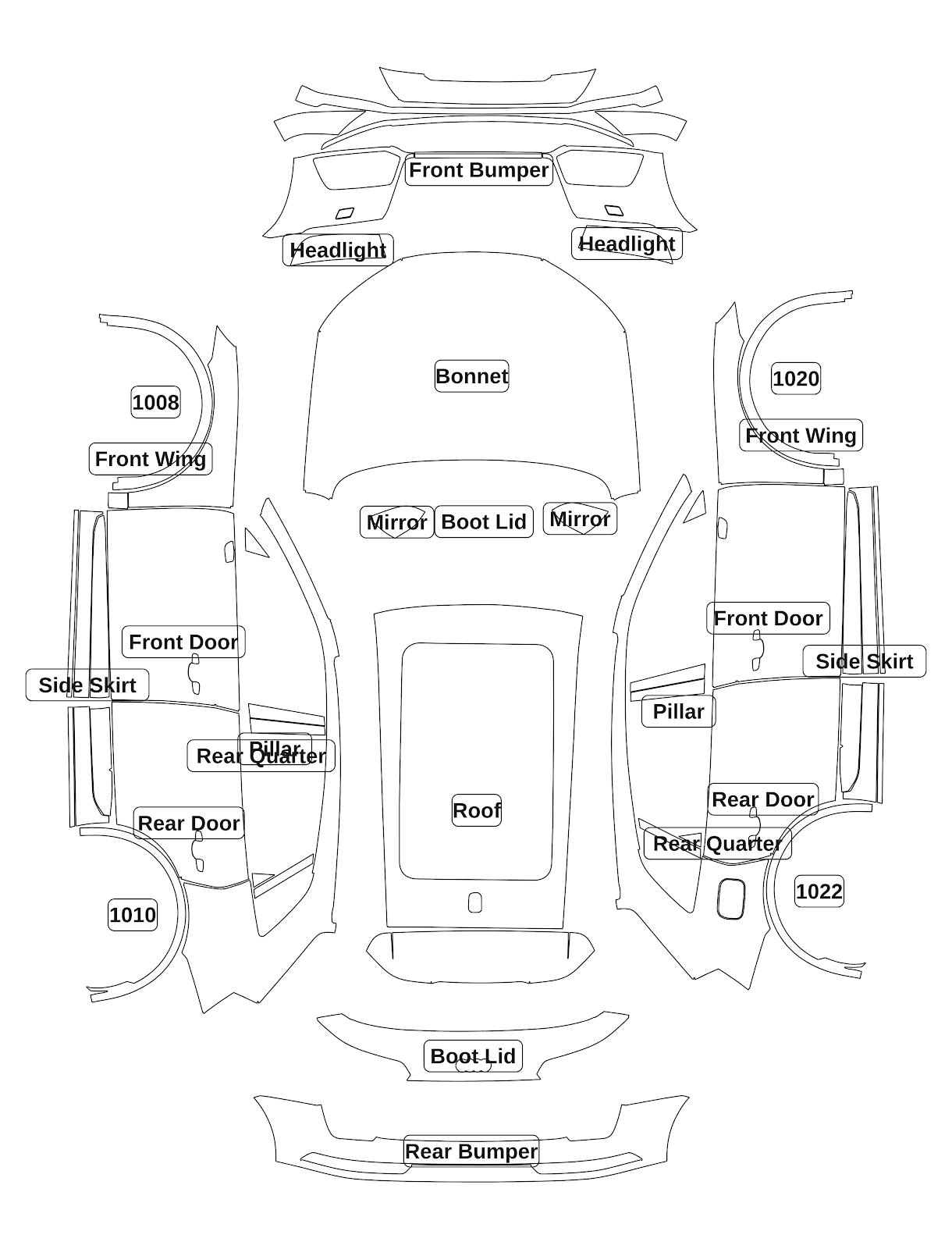 Audi Q5 2018 — Full Car kit - labelled pieces