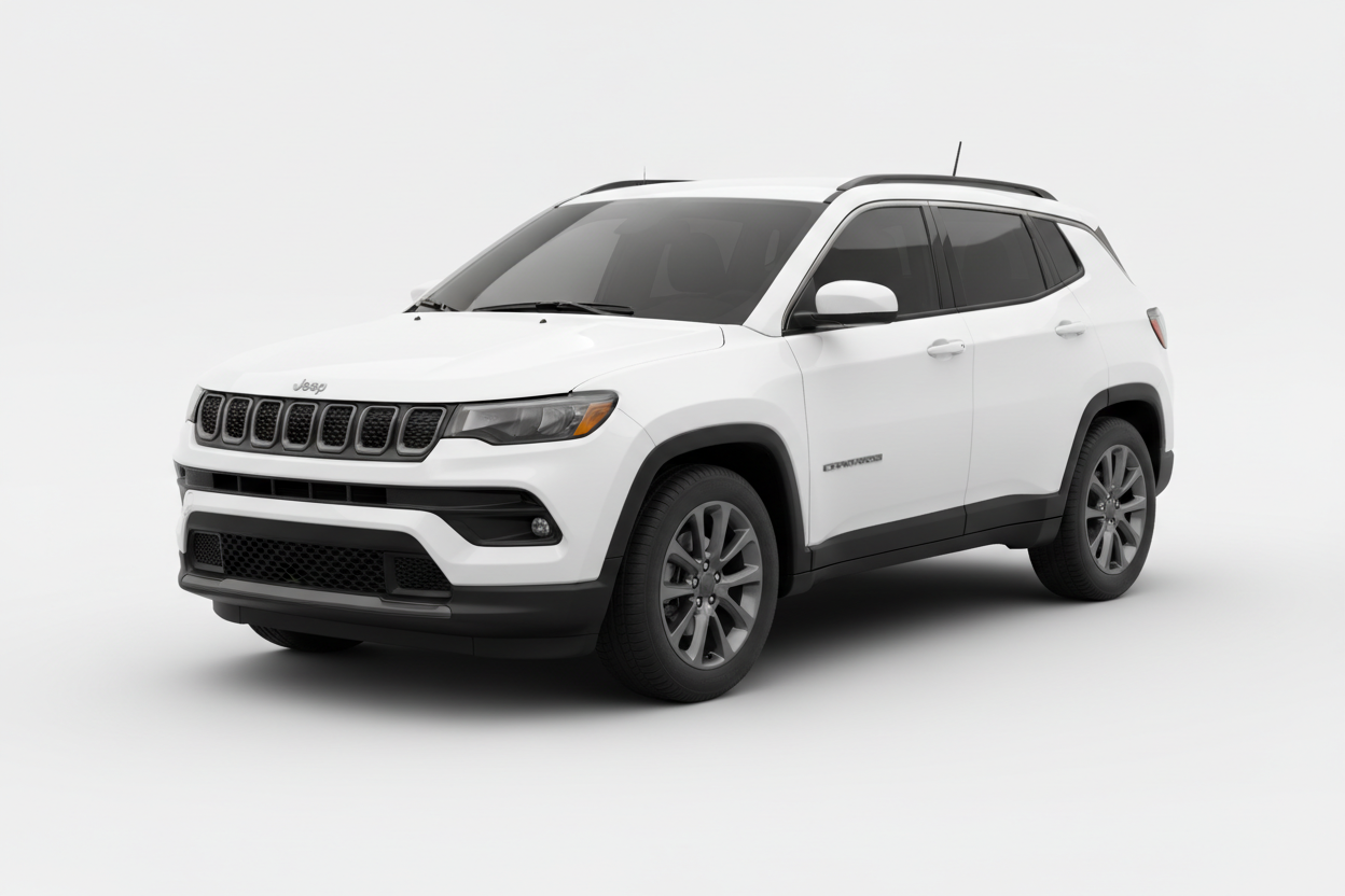 2026 Jeep Compass - 3/4 View Tinted Windows White Background