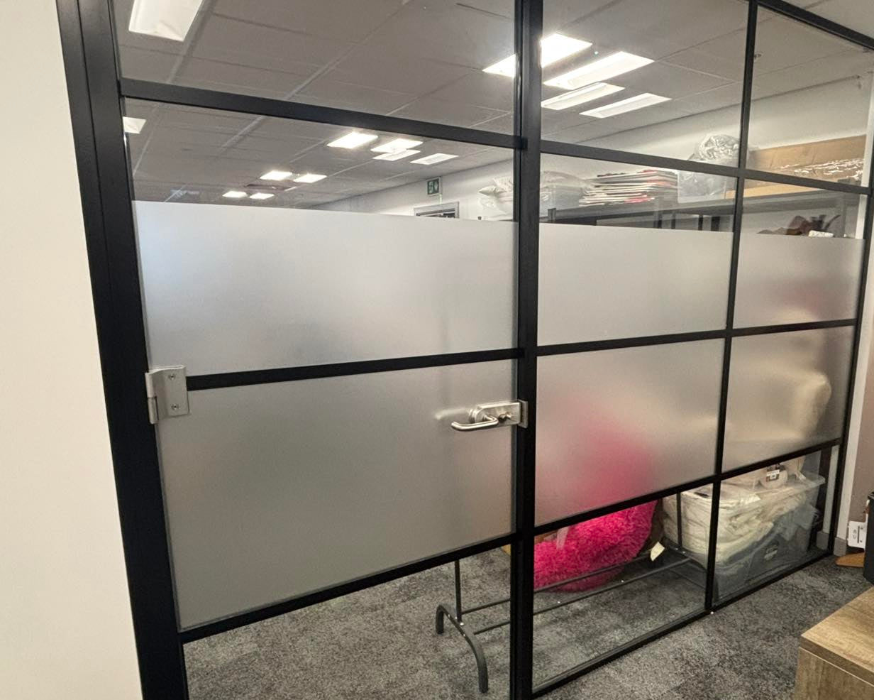 frosted window film with no pattern on internal office window