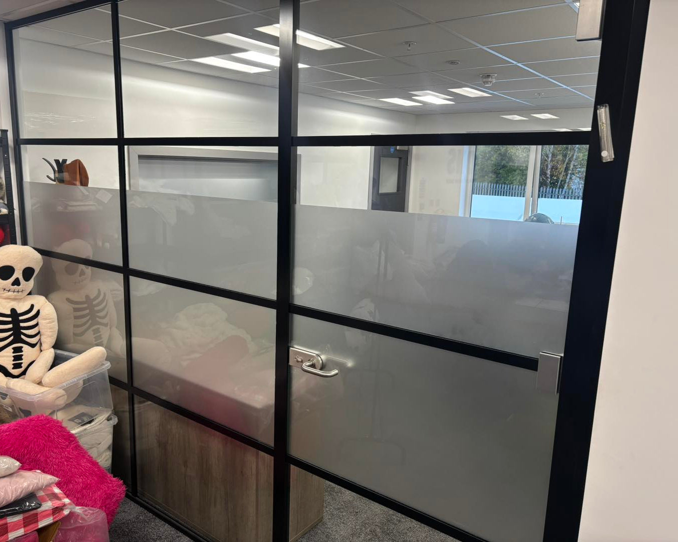 frosted window film with no pattern on internal office window
