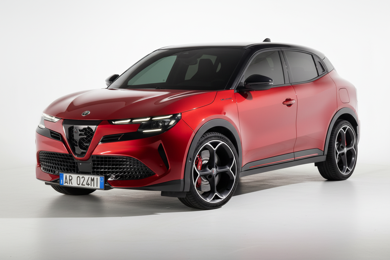 Alfa Romeo Tonale with tinted windows on white background