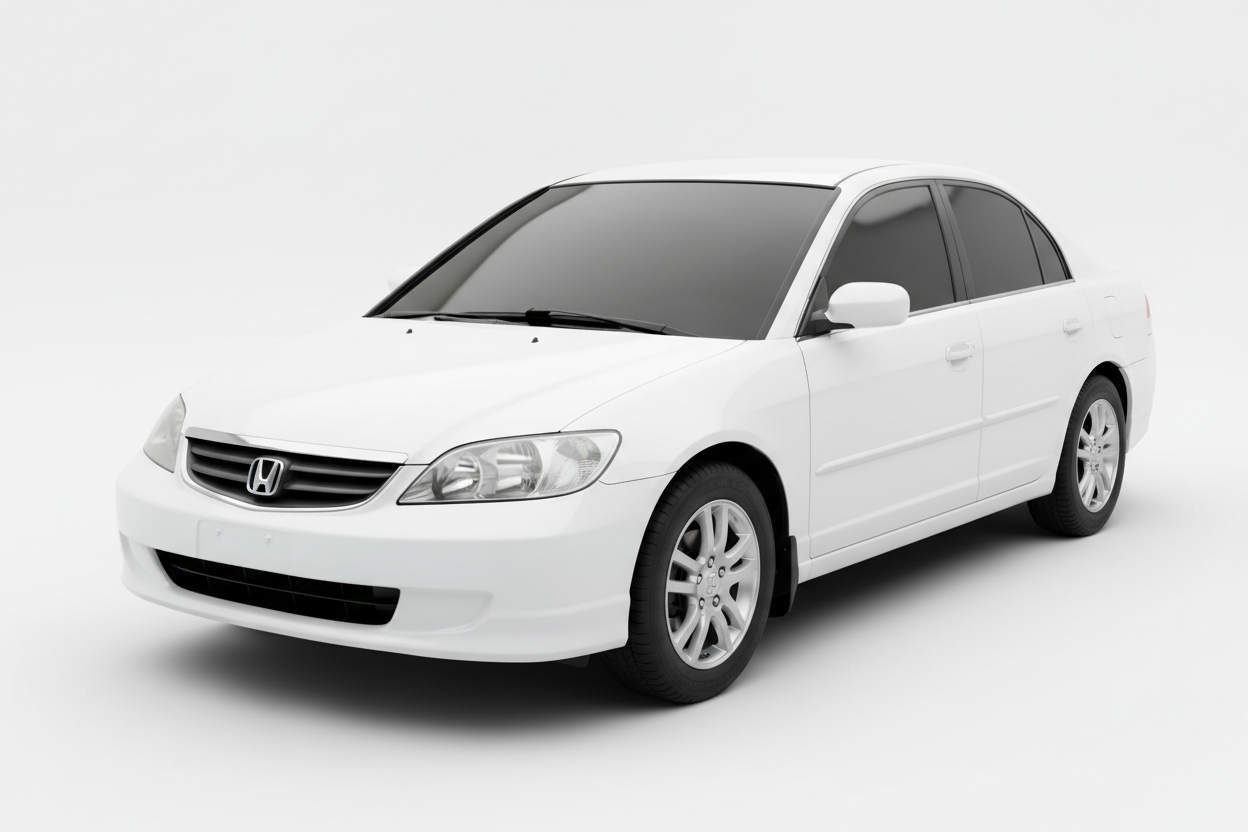 Honda Civic Saloon 2001-2005 - 3/4 View Tinted Windows White Background