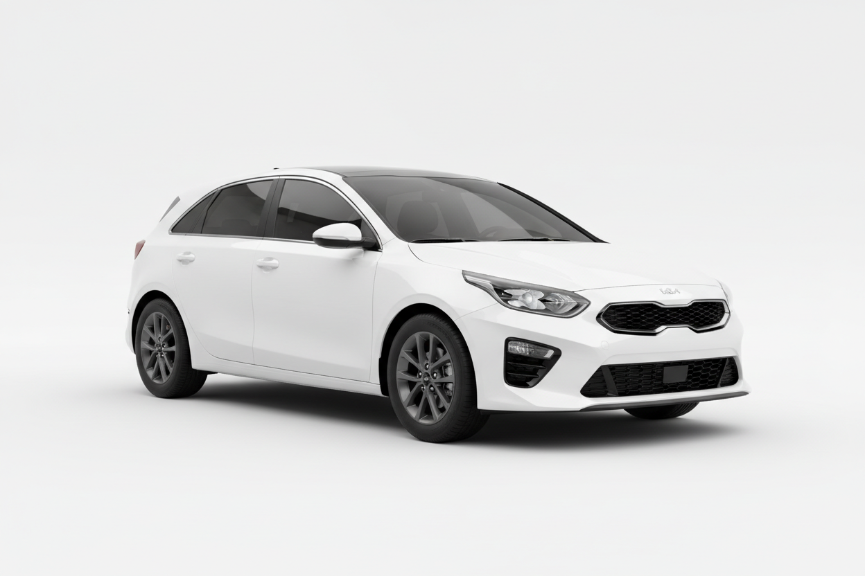 Kia Ceed 2018-2024 - 3/4 View Tinted Windows White Background